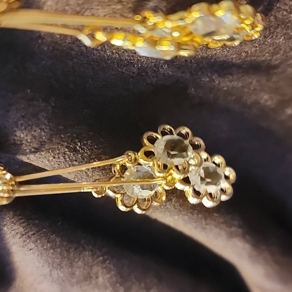 Goldtone Dangling Clip Earrings - Picture 2 of 4